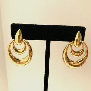 Napier GOLDTONE door knocker Post Dangle earrings